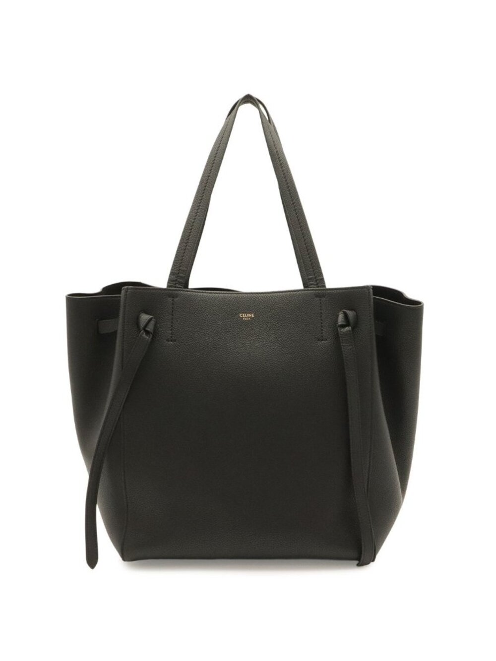 Celine Cabas Phantom Small Tote Shoulder Bag Semi Leather Black